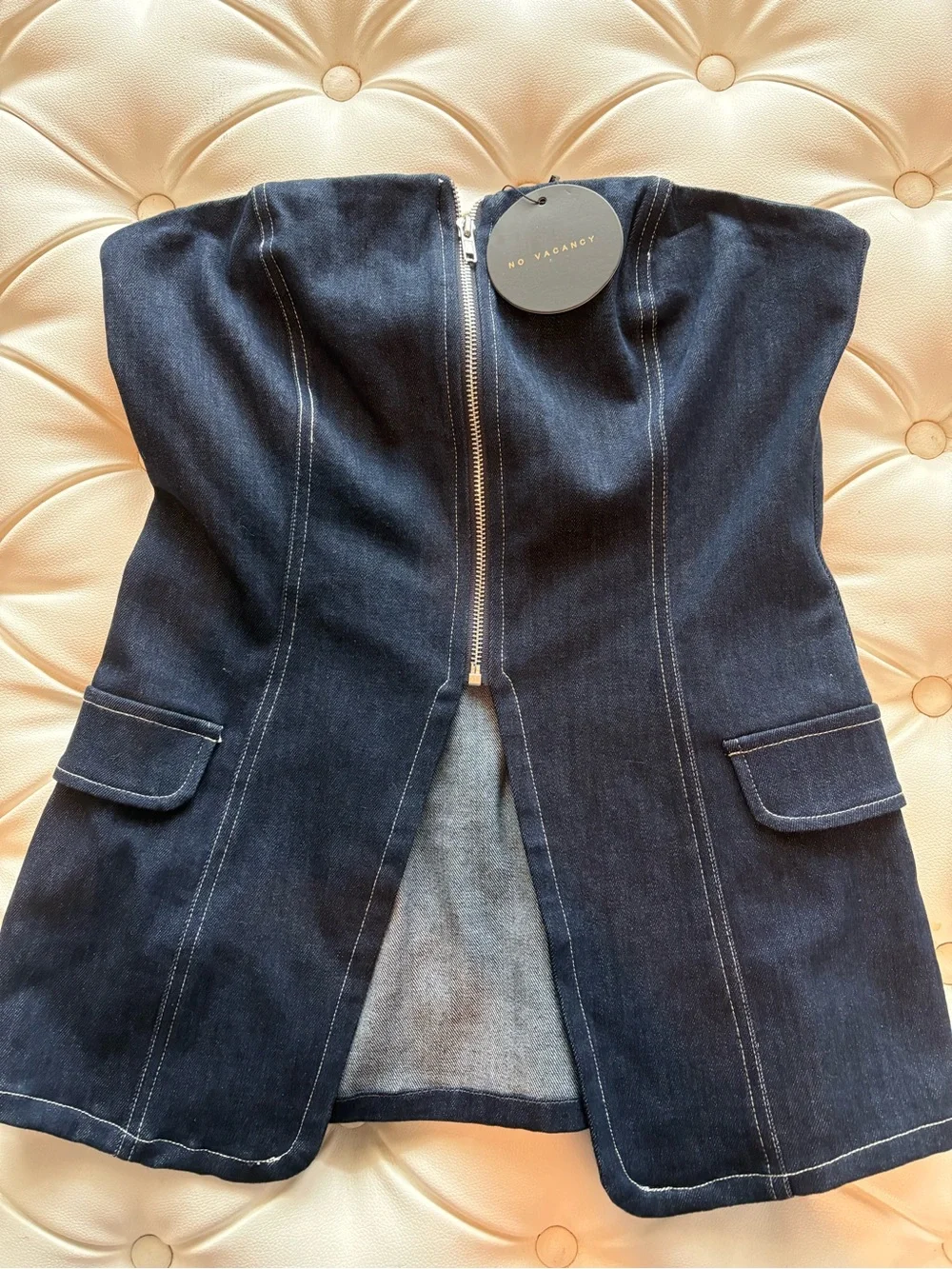 NWT No Vacancy Strapless Dark Denim Tube Top